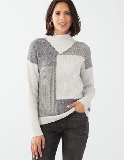 Patchwork Cable Sweater Grey